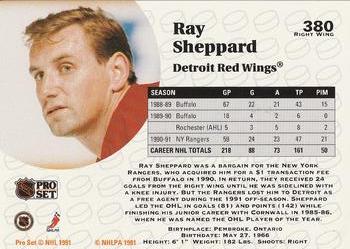 1991-92 Pro Set #380 Ray Sheppard Back