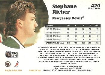 1991-92 Pro Set #420 Stephane Richer Back