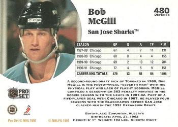 1991-92 Pro Set #480 Bob McGill Back