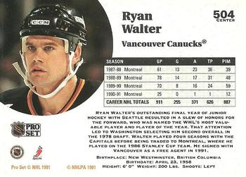 1991-92 Pro Set #504 Ryan Walter Back