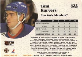 1991-92 Pro Set #428 Tom Kurvers Back