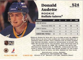 1991-92 Pro Set #524 Donald Audette Back