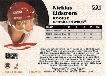 1991-92 Pro Set #531 Nicklas Lidstrom Back