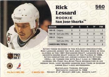 1991-92 Pro Set #560 Rick Lessard Back