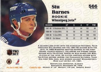 1991-92 Pro Set #566 Stu Barnes Back