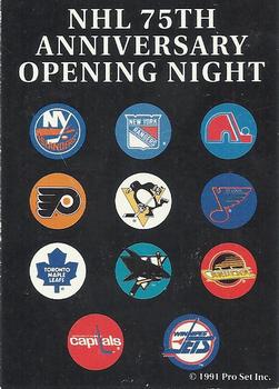 1991-92 Pro Set #NNO NHL 75th Anniversary Opening Night Back