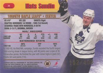 1998-99 Bowman's Best - Refractors #39 Mats Sundin Back