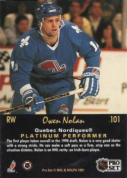 1991-92 Pro Set Platinum #101 Owen Nolan Back
