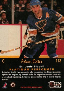1991-92 Pro Set Platinum #113 Adam Oates Back