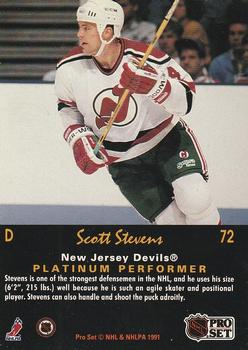1991-92 Pro Set Platinum #72 Scott Stevens Back