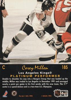 1991-92 Pro Set Platinum #185 Corey Millen Back