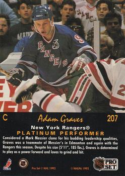 1991-92 Pro Set Platinum #207 Adam Graves Back