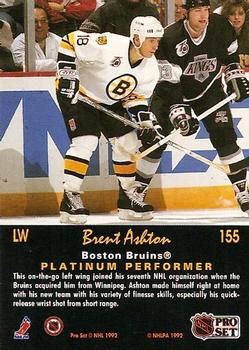1991-92 Pro Set Platinum #155 Brent Ashton Back