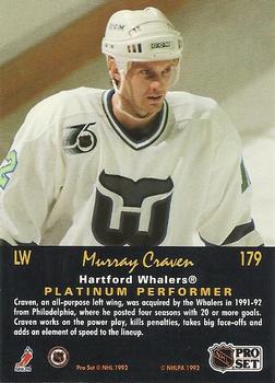 1991-92 Pro Set Platinum #179 Murray Craven Back