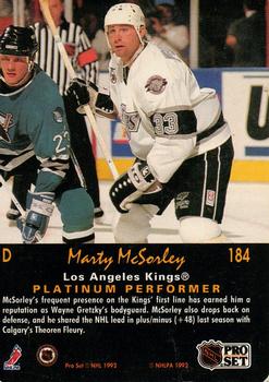 1991-92 Pro Set Platinum #184 Marty McSorley Back