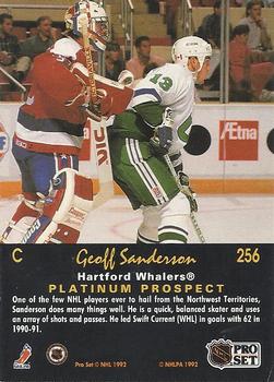 1991-92 Pro Set Platinum #256 Geoff Sanderson Back