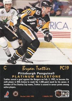 1991-92 Pro Set Platinum - Collectibles #PC19 Bryan Trottier Back