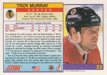 1991-92 Score American #53 Troy Murray Back