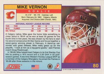 1991-92 Score American #80 Mike Vernon Back