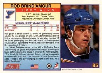 1991-92 Score American #85 Rod Brind'Amour Back