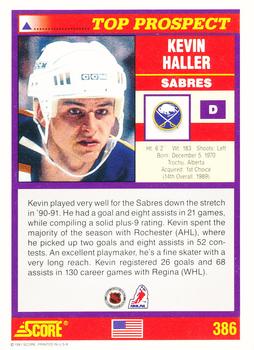 1991-92 Score American #386 Kevin Haller Back