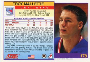 1991-92 Score American #178 Troy Mallette Back