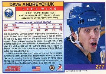 1991-92 Score American #277 Dave Andreychuk Back