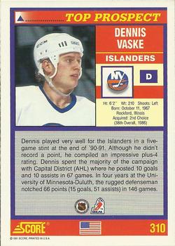1991-92 Score American #310 Dennis Vaske Back