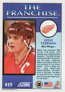 1991-92 Score American #419 Steve Yzerman Back