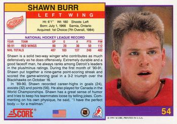 1991-92 Score American #54 Shawn Burr Back