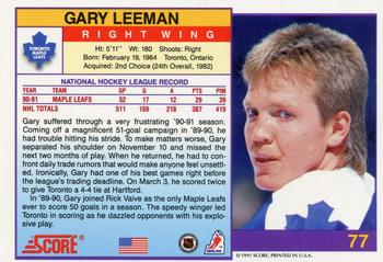 1991-92 Score American #77 Gary Leeman Back