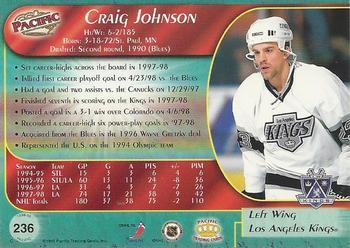 1998-99 Pacific - Ice Blue #236 Craig Johnson Back