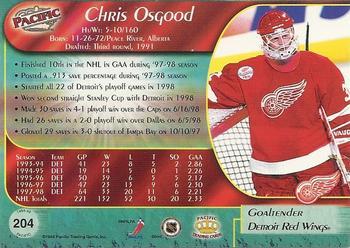 1998-99 Pacific - Red #204 Chris Osgood Back
