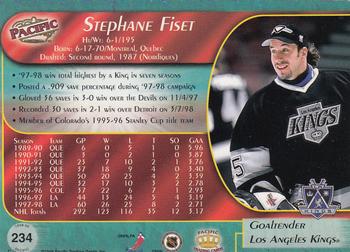 1998-99 Pacific - Red #234 Stephane Fiset Back