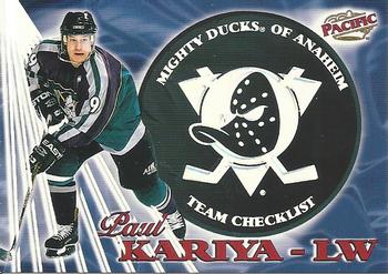 1998-99 Pacific - Team Checklists #1 Paul Kariya Front