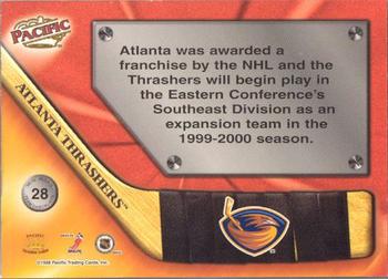 1998-99 Pacific - Team Checklists #28 Atlanta Thrashers Back