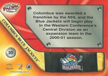 1998-99 Pacific - Team Checklists #30 Columbus Blue Jackets Back