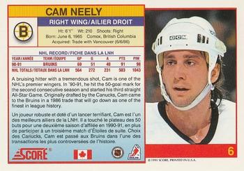 1991-92 Score Canadian Bilingual #6 Cam Neely Back