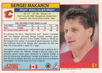 1991-92 Score Canadian Bilingual #51 Sergei Makarov Back