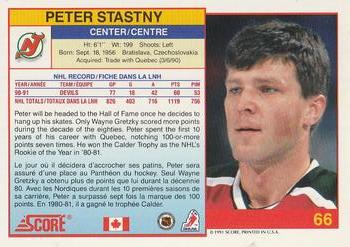 1991-92 Score Canadian Bilingual #66 Peter Stastny Back