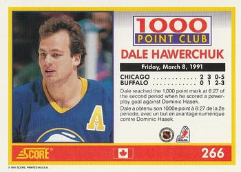 1991-92 Score Canadian Bilingual #266 Dale Hawerchuk Back