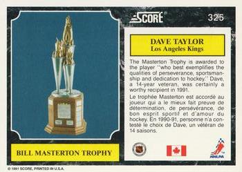 1991-92 Score Canadian Bilingual #325 Dave Taylor Back