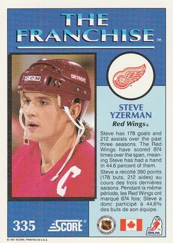 1991-92 Score Canadian Bilingual #335 Steve Yzerman Back