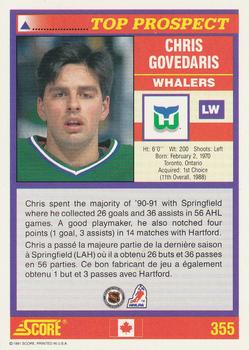 1991-92 Score Canadian Bilingual #355 Chris Govedaris Back