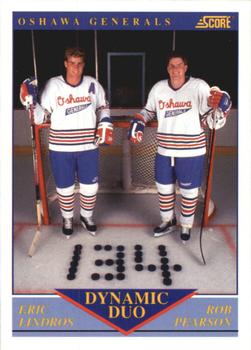1991-92 Score Canadian Bilingual #385 Eric Lindros / Rob Pearson Front