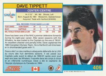 1991-92 Score Canadian Bilingual #409 Dave Tippett Back