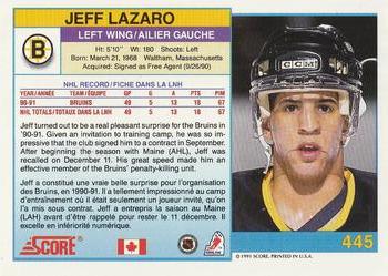 1991-92 Score Canadian Bilingual #445 Jeff Lazaro Back