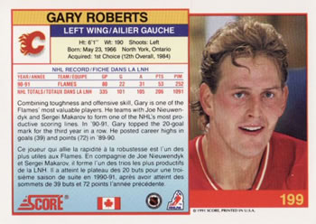 1991-92 Score Canadian Bilingual #199 Gary Roberts Back