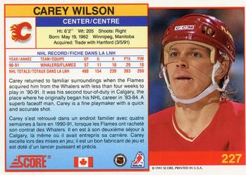 1991-92 Score Canadian Bilingual #227 Carey Wilson Back