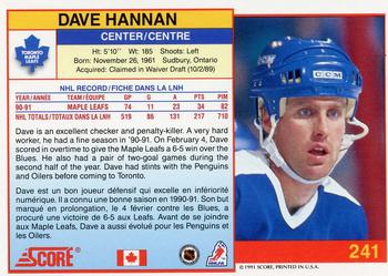 1991-92 Score Canadian Bilingual #241 Dave Hannan Back